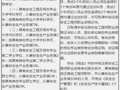 高級安全工程師報考條件及專業(yè)要求,高級安全工程師報考條件